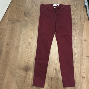 HOLLISTER maroon cotton twill jeans